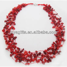 8Wire Collar atado coral rojo de la viruta con el interfaz del collar del corchete de la langosta
